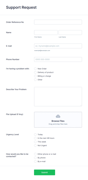 Support Request Form Template