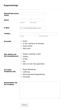 Supportanfrage Formular