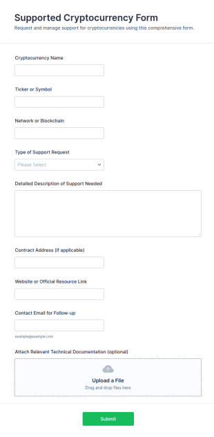 Supported Cryptocurrency Form Template