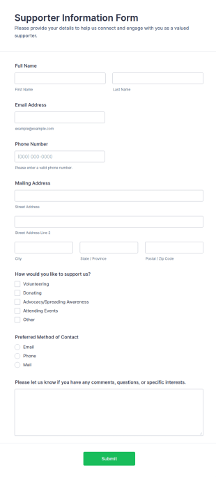 Supporter Information Form Template