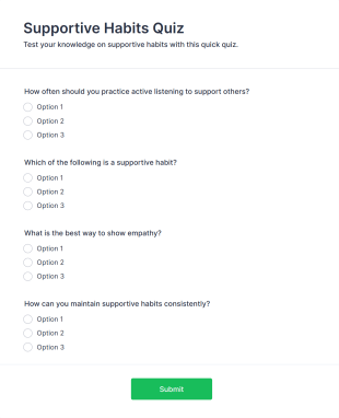 Supportive Habits Quiz Form Template