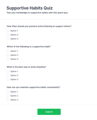 Supportive Habits Quiz Form Template
