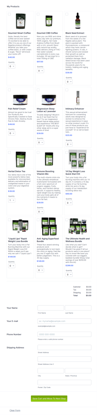 Multiple Product Order Form Template