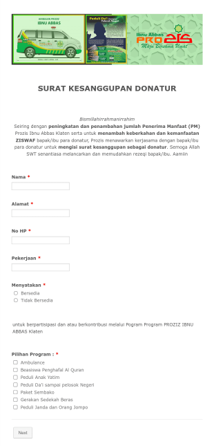 Surat Kesanggupan Donasi Form Template