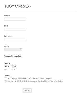 Surat Panggilan Form Template