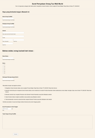 Surat Pernyataan Form Template