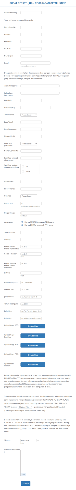 Surat Persetujuan Pemasaran Open Listing Gpr
