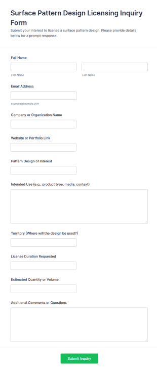 Surface Pattern Design Licensing Inquiry Form Template
