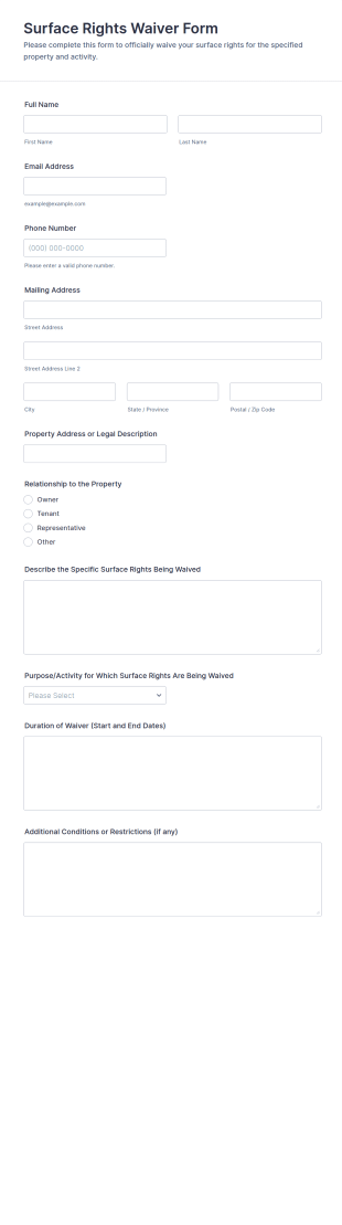 Surface Rights Waiver Form Template