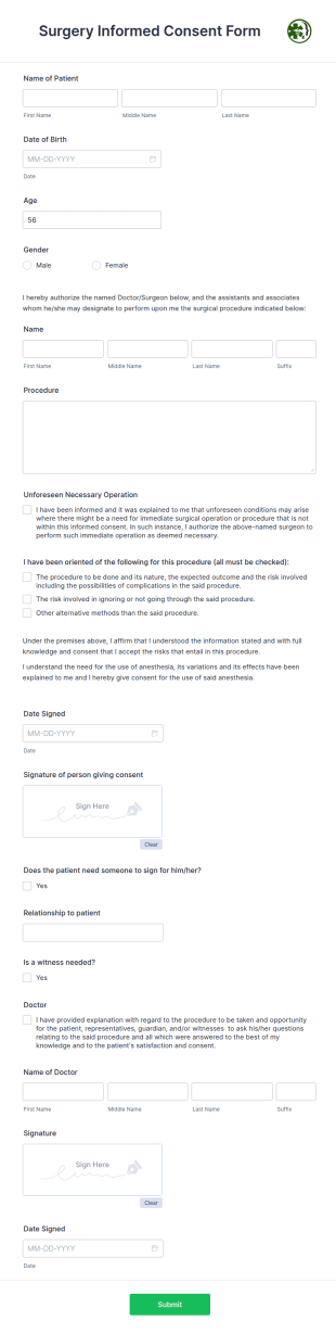 Surgery Informed Consent Form Template
