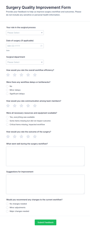 Surgery Quality Improvement Form Template