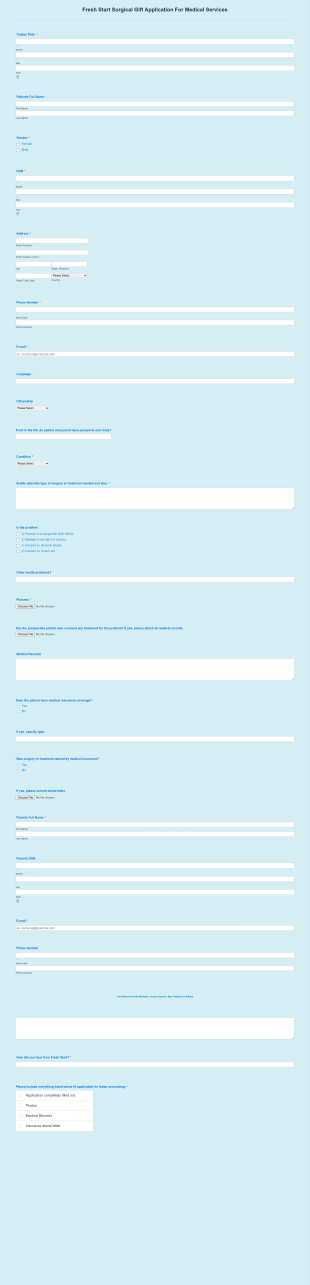 Surgical Application Form Template