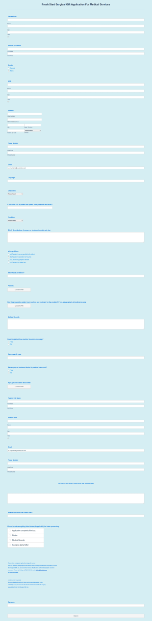 Surgical Application Form Template