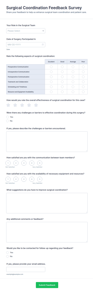 Surgical Coordination Feedback Survey Form Template