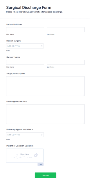 Surgical Discharge Form Template