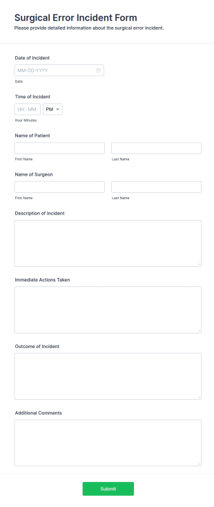 Surgical Error Incident Form Template