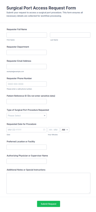 Surgical Port Access Request Form Template