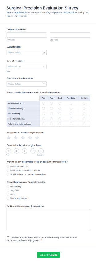 Surgical Precision Evaluation Survey Form Template