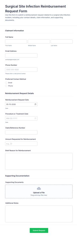 Surgical Site Infection Reimbursement Request Form Template