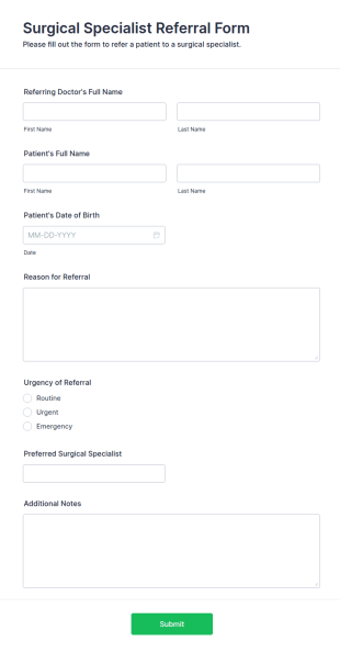 Surgical Specialist Referral Form Template