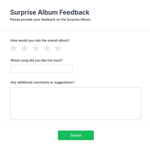 Surprise Album Feedback Form Template