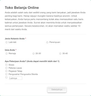 Survei Belanja Online Form Template