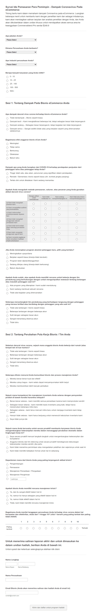 Survei Dampak Coronavirus Pada ECommerce