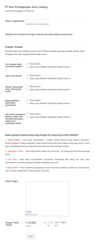 Survei Karyawan Untuk COVID 19