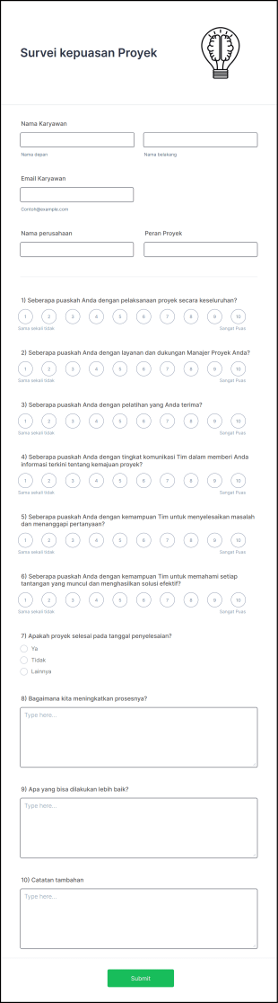 Survei Kepuasan Proyek Form Template