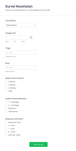 Survei Kesehatan Form Template