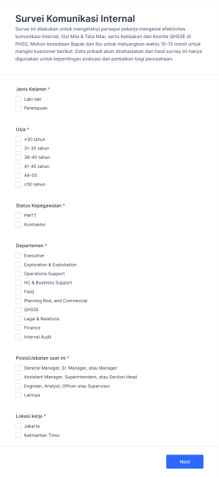 Survei Komunikasi Internal Form Template