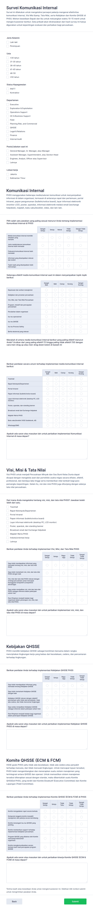 Survei Komunikasi Internal