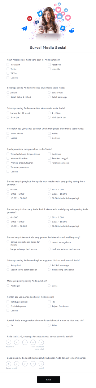 Survei Media Sosial Form Template