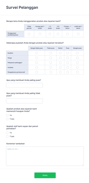Survei Pelanggan Form Template