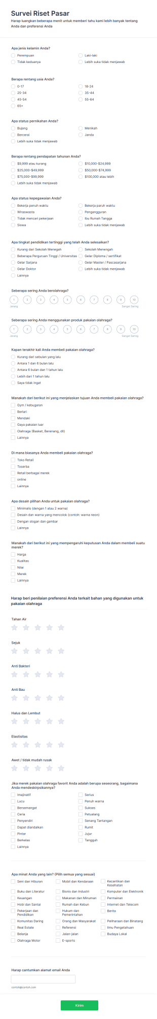 Survei Riset Pasar Form Template