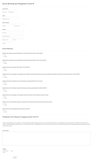 Survei Skrining Dan Pengabaian Covid 19 Form Template