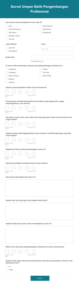 Survei Umpan Balik Pengembangan Profesional Form Template
