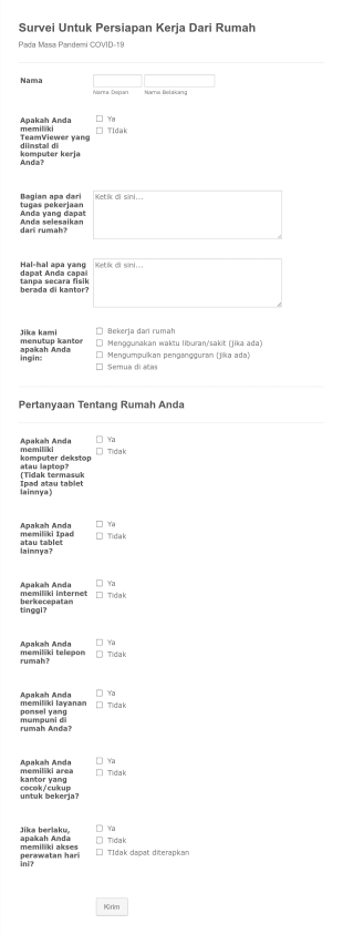 Survei Untuk Persiapan Kerja Dari Rumah Saat Pandemi Covid 19