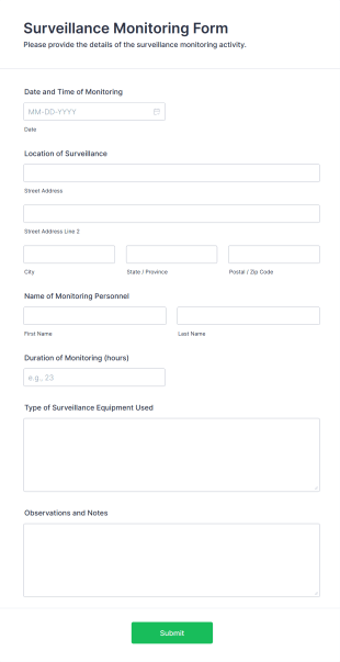 Surveillance Monitoring Form Template