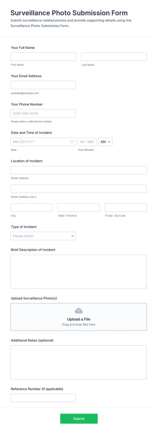 Surveillance Photo Submission Form Template