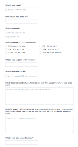 Business Growth Application Form Template
