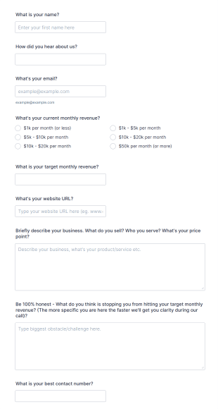 Business Growth Application Form Template