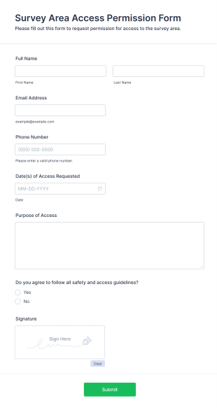 Survey Area Access Permission Form Template