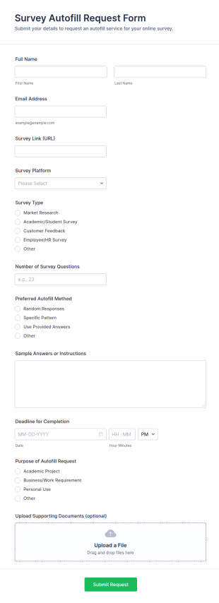 Survey Autofill Request Form Template