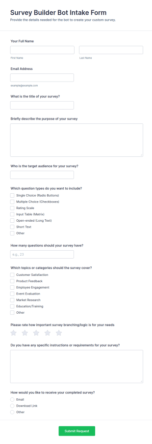 Survey Builder Bot Intake Form Template