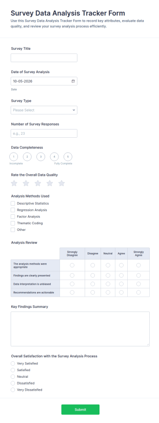 Survey Data Analysis Tracker Form Template