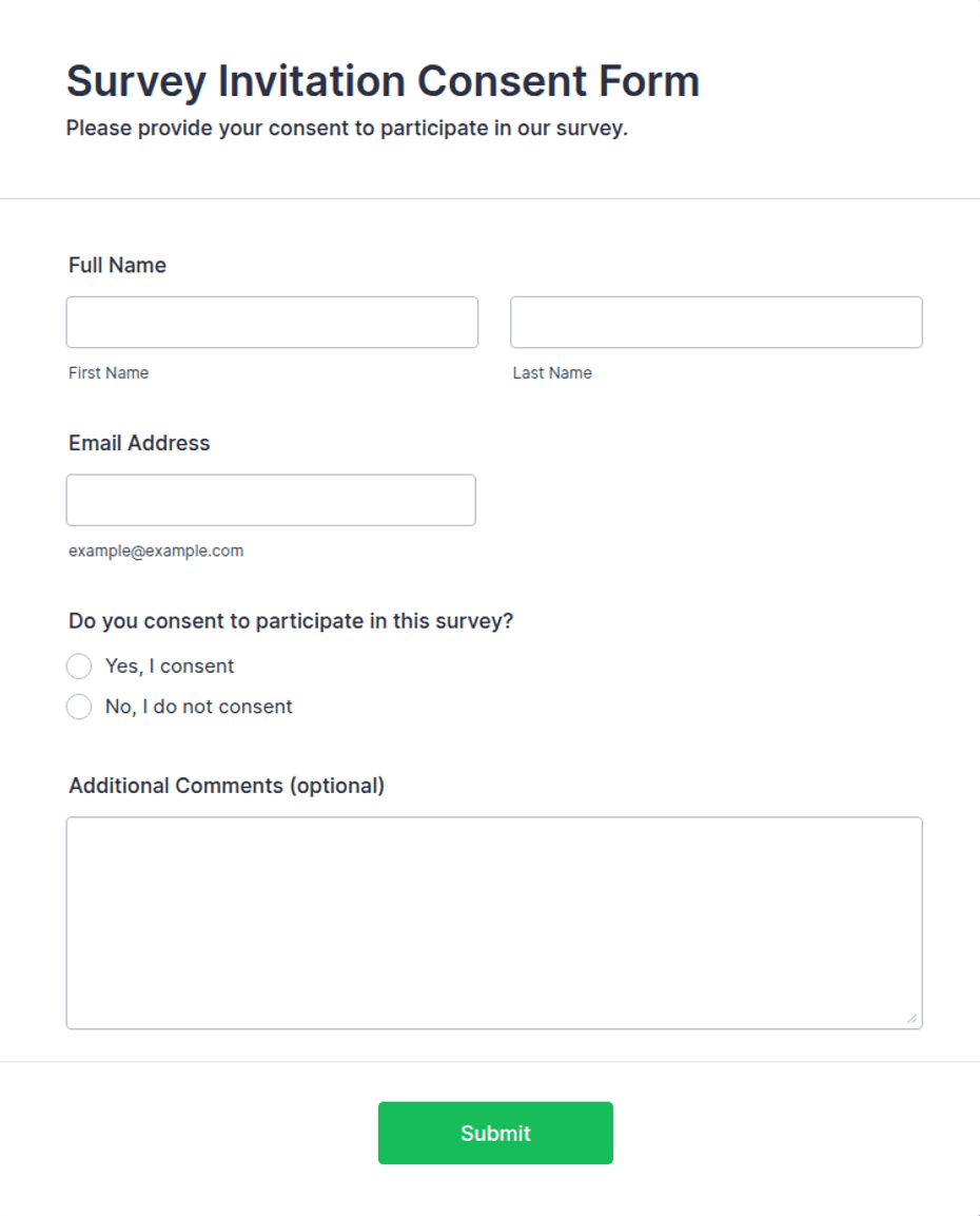 Survey Invitation Consent Form Template | Jotform