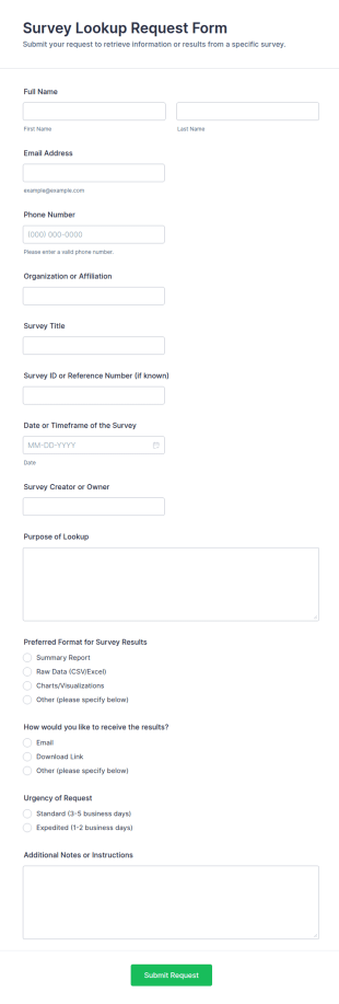 Survey Lookup Request Form Template