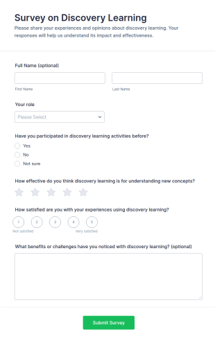 Survey On Discovery Learning Form Template