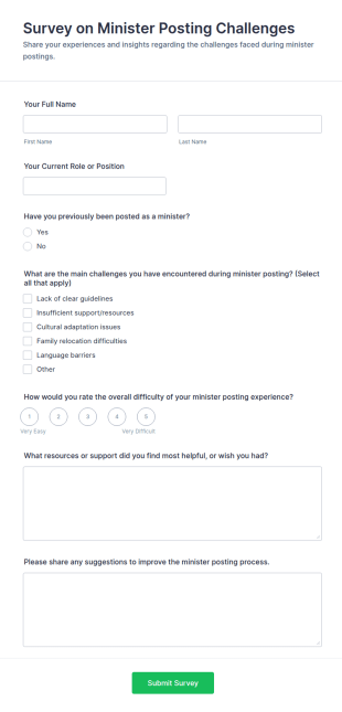 Survey On Minister Posting Challenges Form Template